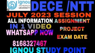 IGNOU NTT  JULY 2023 DECE IGNOU COURSE FULL INFORMATION  9992931109 [upl. by Ellenuahs]