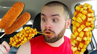 Trying Korean Corn Dogs for the FIRST TIME Honest Review [upl. by Verlie]