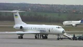 Ukraine Air Enterprise Tu134A3 startup and takeoff from BudapestFerihegy [upl. by Landel]