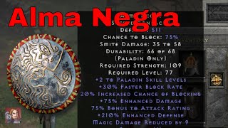 D2R Unique Items  Alma Negra Sacred Rondache [upl. by Ilatan]