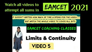 Eamcet Coaching Classes  Eamcet 2021 preparation  Eamcet Limits amp Continuity  Eamcet Limits [upl. by Nyrak670]