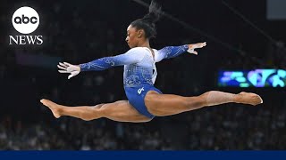 Simone Biles wins silver Jordan Chiles bronze in Olympic gymnastics floor finals [upl. by Eelaras]