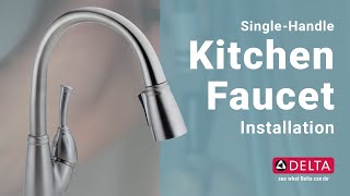 How to Install a Single Handle Kitchen Faucet  Delta Faucet [upl. by Ailido]