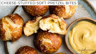 CheeseStuffed Soft Pretzel Bites Homemade [upl. by Sivrup289]