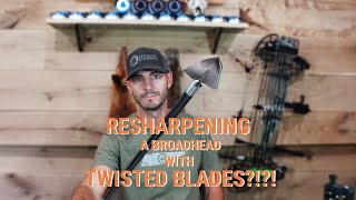 Resharpening a Broadhead with Twisted Blades  Toulou Broadhead Co [upl. by Kawai525]