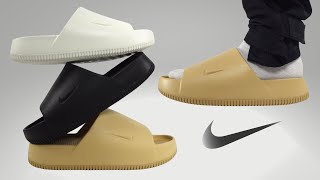 ALL Nike Calm Slides Comfort Test  On Foot Review  Sizing Tips [upl. by Nylrehc]