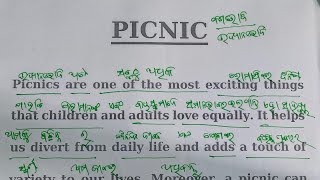 Picnic Essay and paragraph translated to Odiya  essay and paragraph on picnic [upl. by Eisset]