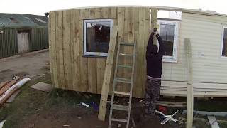 201902Static Caravan Upcyclying Project  Insulation  Cladding  Double GlazingVideo 004 [upl. by Cyril]