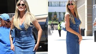 Heidi Klum Stuns in Denim Dress [upl. by Nylehtak31]