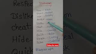 Synonymssame meaningenglishlearningyoutubeshort englishlanguagegrammarruleenglishtipssynonyms [upl. by Cirtemed]