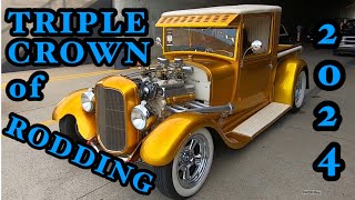 43 Minutes of HOT RODS Rolling in at the TRIPLE CROWN OF RODDING [upl. by Ellerad]