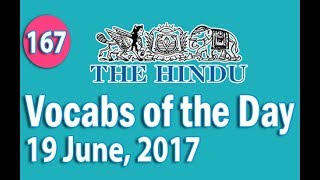 Daily The Hindu Vocabulary 19 June 2017  Learn 10 New Words with Tricks  Day167 [upl. by Fesoy]