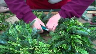 Wilsons Garden Center How To Make A Fresh Greens Wreath [upl. by Delanos134]