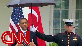 Obama asks Marines for umbrellas [upl. by Abeu]