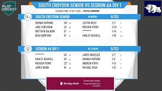 South Croydon Senior v Seddon AA Div 1 [upl. by Aidyn]