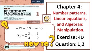 Exercise 4D Questions 1 amp 2 Algebra – Math Class 6 Army Public School APS [upl. by Akinej]