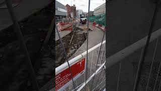 Sheffield city centre Tenter St tram tracks uncovered [upl. by Acyssej]