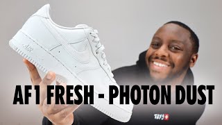 Nike Air Force 1 07 FRESH Photon Dust On Foot Sneaker Review QuickSchopes 512 Schopes DM0211 002 [upl. by Senilec255]