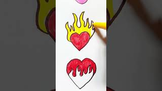 Burning heart drawing and coloring satisfying art heart emojimix [upl. by Faunia]