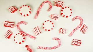 polymer clay Christmas Candiescandy canepeppermint candyribbon candy TUTORIAL  collab news [upl. by Sink227]