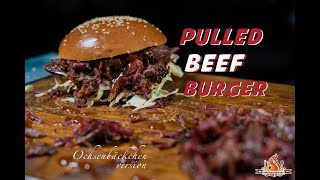 Pulled Beef Burger vom Pelletgrill  So müsst Ihr Ochsenbacken probieren [upl. by Zitah889]