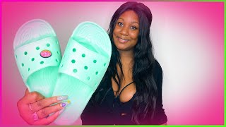 NEW Crocs Classic Crocs SLIDES REVIEW  MOST COMFORTABLE SLIDES EVER [upl. by Enylhsa]