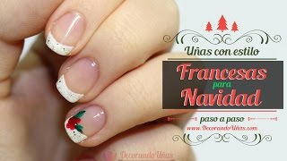 Uñas francesas decoradas para navidad [upl. by Wiley]