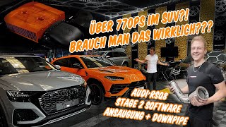 OPTICARS  AUDI RSQ8 DOWNPIPES  POWER DIVISION ANSAUGUNG  STAGE 2 SOFTWARE  RSQ8 vs URUS S [upl. by Notseh]