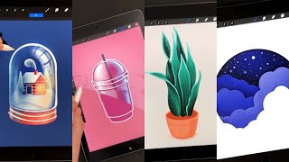 ⭐ 11 Amazing Procreate Art Ideas  tutorial links satisfying art videos [upl. by Sil336]