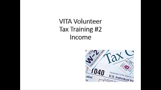 2021 VITA Training 2 Income [upl. by Launce]