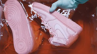 Nike Air Force 1 Mid Pink Dye  How to Customize your Shoes Easy Step by Step Guide CRAZY ENDING 🍓😍 [upl. by Stiegler433]