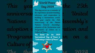 Speech on International day of Peace 2024 World Peace Day Theme 2024Cultivating a culture of peace [upl. by Newell]