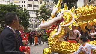 2017Feb8 香港中國農曆新年 醒獅金龍表演 郭氏功夫金龍醒獅團 LionDragonDance Performance  灣仔利東街 Wanchai Lee Tung Avenue [upl. by Naesyar]