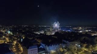 Novoroční ohňostroj Plzeň 2017 viděný dronem [upl. by Grewitz]