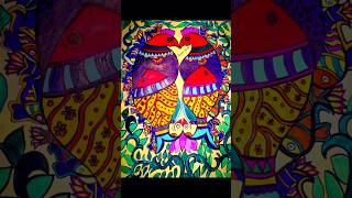 Bird and Fish Madhubani Painting Design🎨 shorts art satisfying madhubani creative [upl. by Essinger]