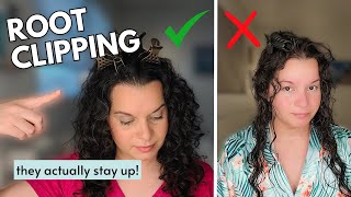 Root Clipping Fine Curly Hair for Volume  Works on Silky Roots [upl. by Ylrebmek557]