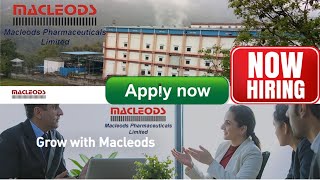 Macleods Pharmaceutical Job Macleods Pharma Ltd is inviting Applications for Dahej API Plant [upl. by Tiffy]