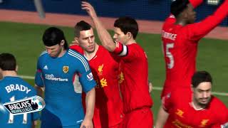 Daniel Agger scores for FC Liverpool against Hull City  FIFA 14 Career Mode Premier League [upl. by Atikehs]