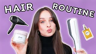 Comment je coiffe ma frange rideau  HAIR ROUTINE [upl. by Lothario334]