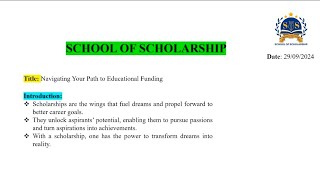 How to Secure Foreign scholarship  School of Scholarship  Basic Guidelines [upl. by Kacie]