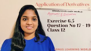 Application of Derivatives  Class X11  NCERT Exercise 65  Question No 17  19 class12maths [upl. by Treble]