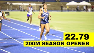 ShellyAnn FraserPryce runs 2279 in 200M Season opener at Velocity Fest 11 [upl. by Ardnuaed]