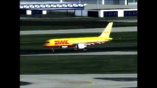 DHL Boeing 757200 FSX EDDF FRA New Runway 25R 07L Nordwest Landebahn [upl. by Fosque]