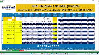 IRRF 2024 e INSS CÁLCULO do IRRF pelo método TRADICIONAL e o “SIMPLIFICADO” [upl. by Sim]