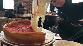 Cheese Stretch Slomo at Giordanos Chicago [upl. by Atteuqnas]