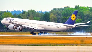 20 MINS LANDINGS amp TAKEOFFS at MUC  4K  Close Up Plane Spotting at Munich Airport 2023 [upl. by Llerut743]