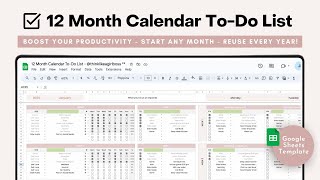 Calendar Checklist Template  12 Month Google Sheets Calendar Planner  Habit Tracker 2024 [upl. by Faulkner]