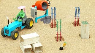 Mini tractor transporting  Radha Krishna Trolly Diy trator building cow shed projectMiniCreative1 [upl. by Rosdniw]