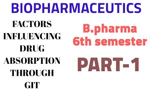 Factors influencing drug absorption through GIT  part1 [upl. by Eigger894]