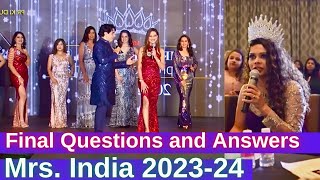 Mrs India 2023  Final Questions and Answers [upl. by Aneerbas]